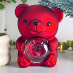Cute Teddy Bear with Preserved Rose - A Real Rose Flower in Bear with Elegant Gift Box - Romantic Gift for Her (Red) - Image 2